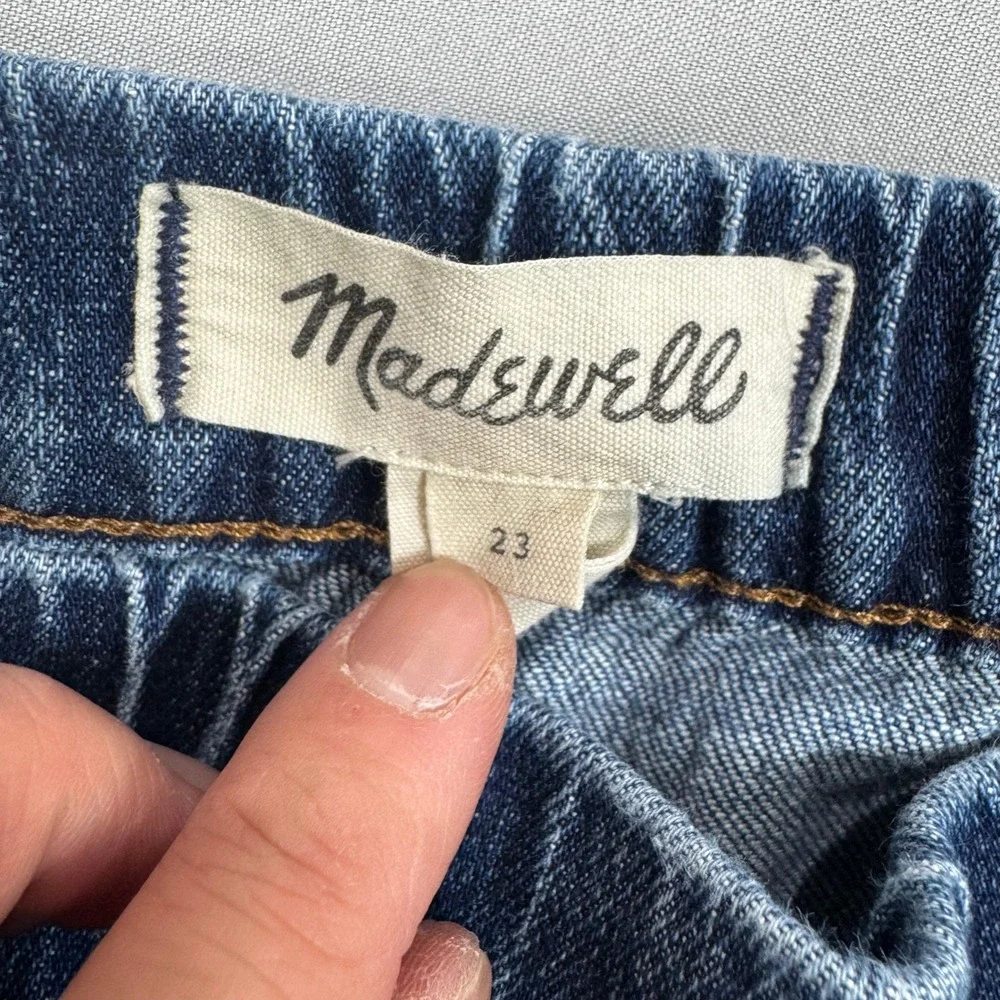 Madewell High Rise Elastic Waist Straight Leg Pull On Jeans Women's Med Size 23‎ - Picture 4 of 9